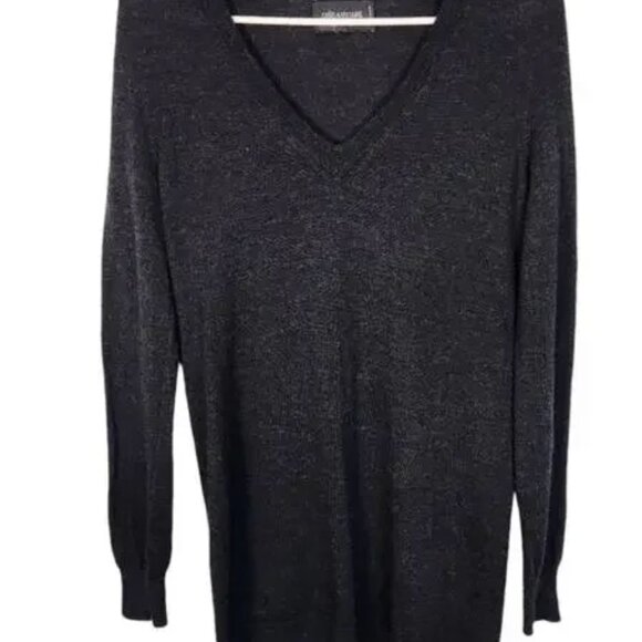 Zadig & Voltaire Merino Wool Sweater w Silk XS Grey Black - Picture 1 of 6